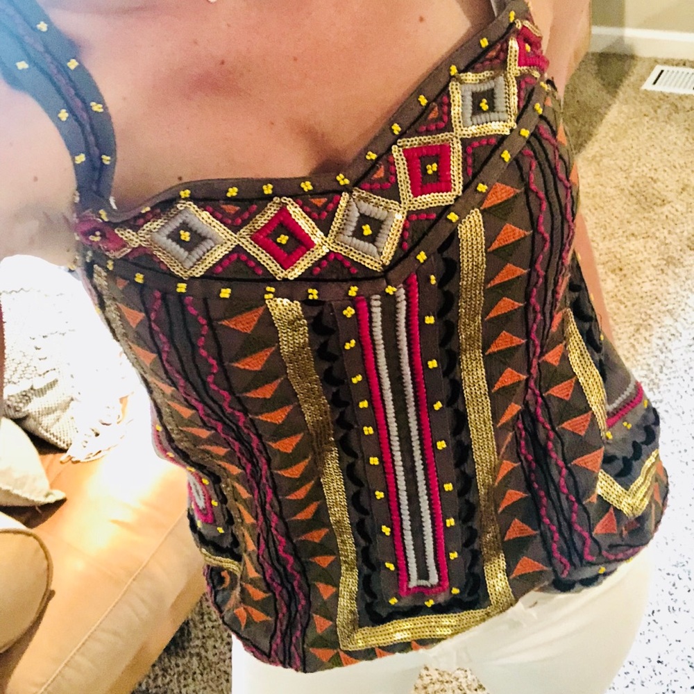 Anthropologie Meadow Rue embroidered tank